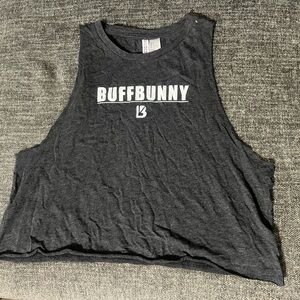 BuffBunny Gray Sleeveless Crop Muscle Tee